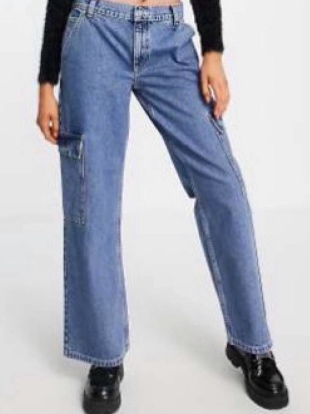ASOS DESIGN Light Wash Utility Jeans Mid Rise Straight Leg 32